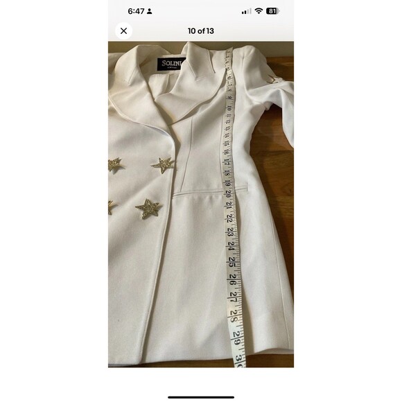Solini White Double Breasted Star Blazer Womans Size 8 Vintage Y2K Rhinestones - Picture 10 of 12